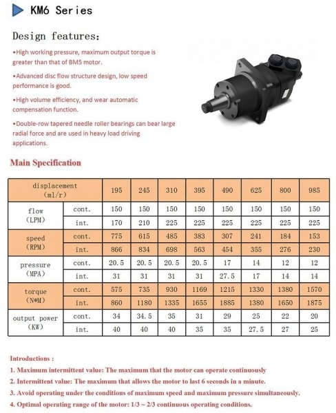 KM6 Orbital Sauer  Hydraulic Motor Hydraulic Wheel Replacement Odm